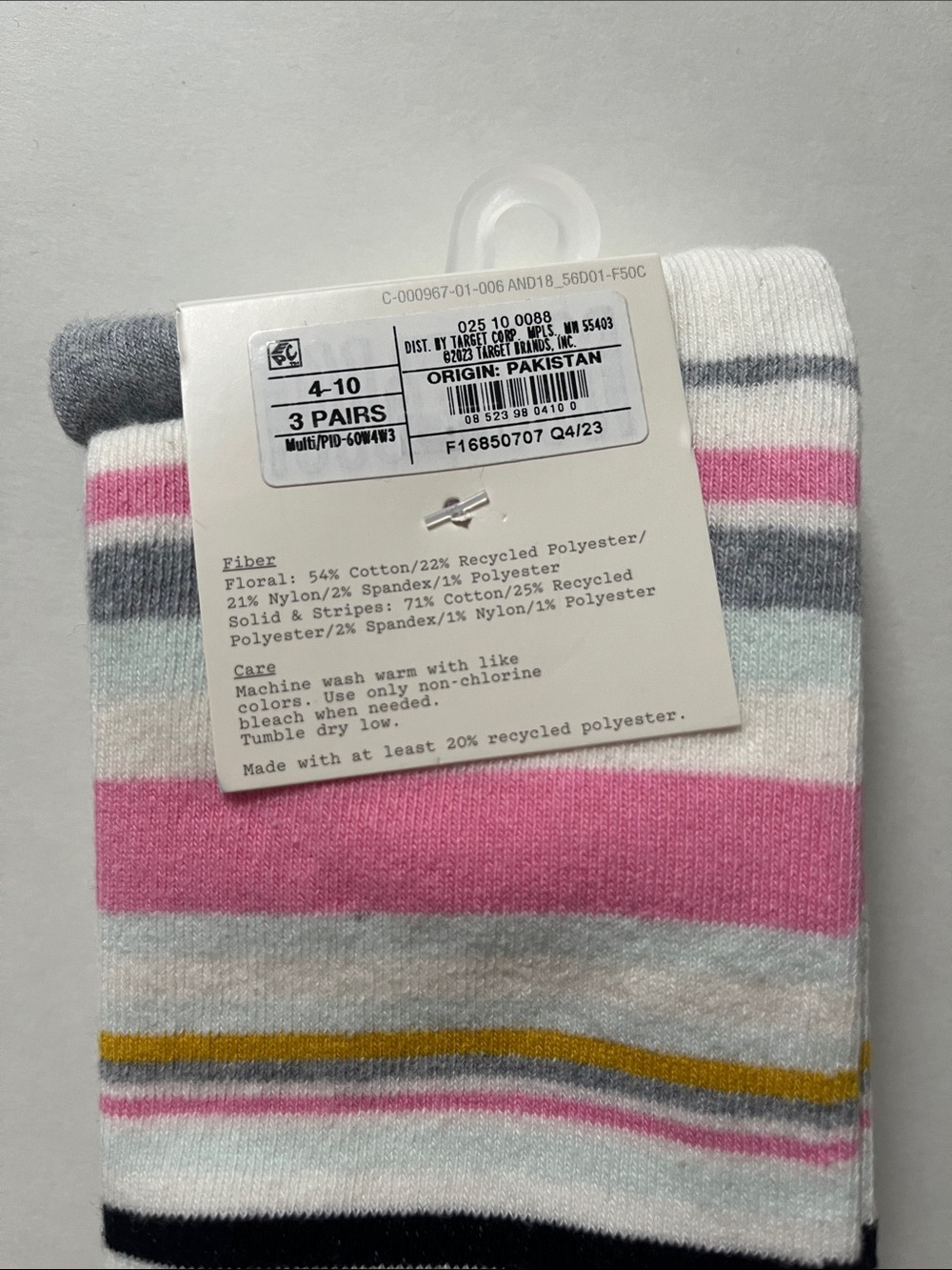 Cotton Blend Spring Summer Floral Striped Crew Socks 3 Pack - Picture 4 of 4